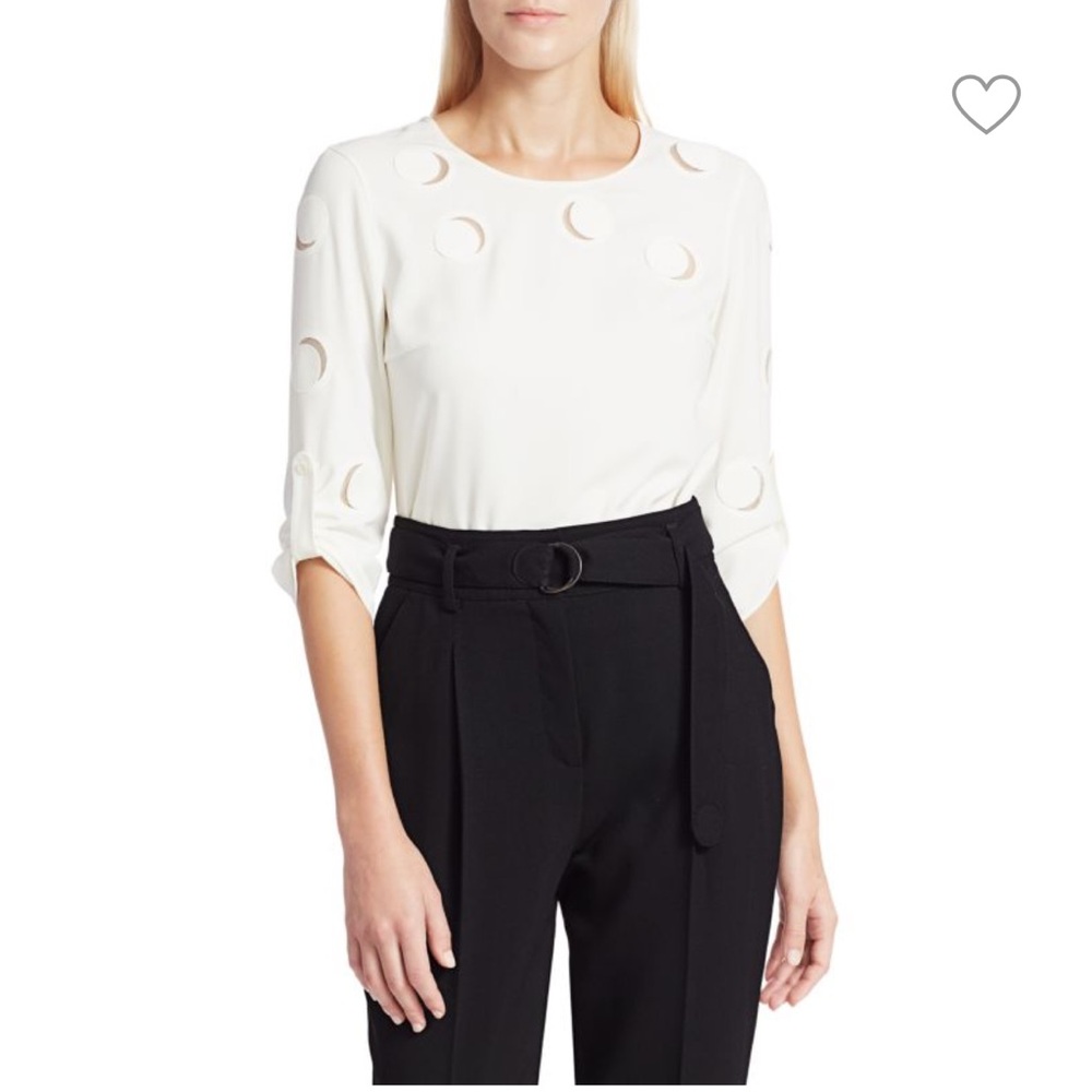 Damaged Akris Alice Luna Cutout Tulle Blouse
